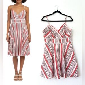 Francesca’s Blue Rain Mora Striped Linen Blend Dress